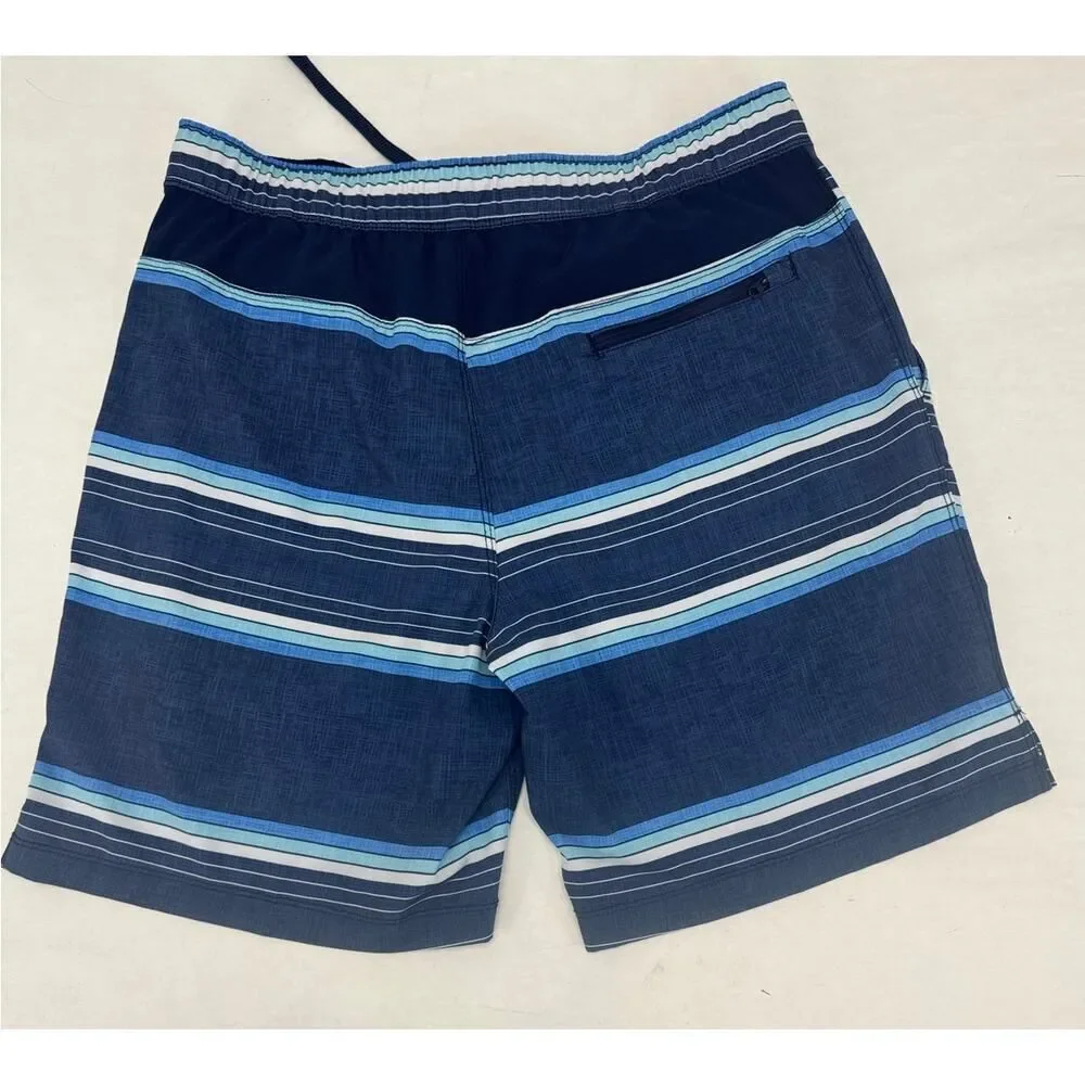 Speedo Men's Swim Trunks Shorts Lined Striped Active Blue Swimsuit - Medium
